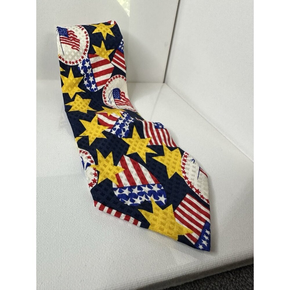 Vintage Papell All American Flag Silk Neck Tie